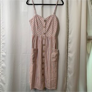 Bebop Linen‎ Blend Pink Striped Dress Size XL
